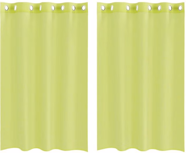 Berkfield Home Voile Fabric Panel Curtains with Eyelets, Green, W: 140 cm, H: 175 cm, 2 Pack