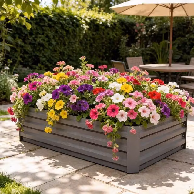 Living and Home Galvanised Steel Raised Garden Bed in Grey