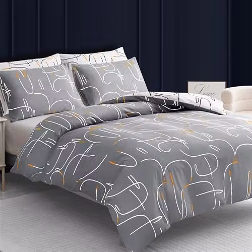 Pamposh King Size Reversible Microfibre Duvet Cover Set in Grey with Zipper Closure, W/D/H: 220 x 220 x 180 cm – 2