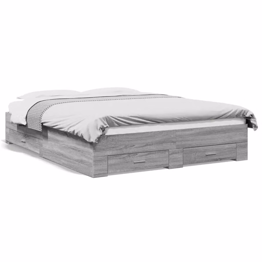 Berkfield Home Modern Bed Frame with Drawers in Grey, W: 140 cm, L: 200 cm – 2