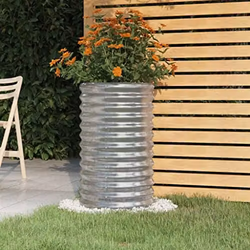 vidaXL Raised Garden Bed Planter for Vegetables and Plants, Powder-Coated Steel, Silver, W/D/H: 68 x 40 x 40 cm – 2