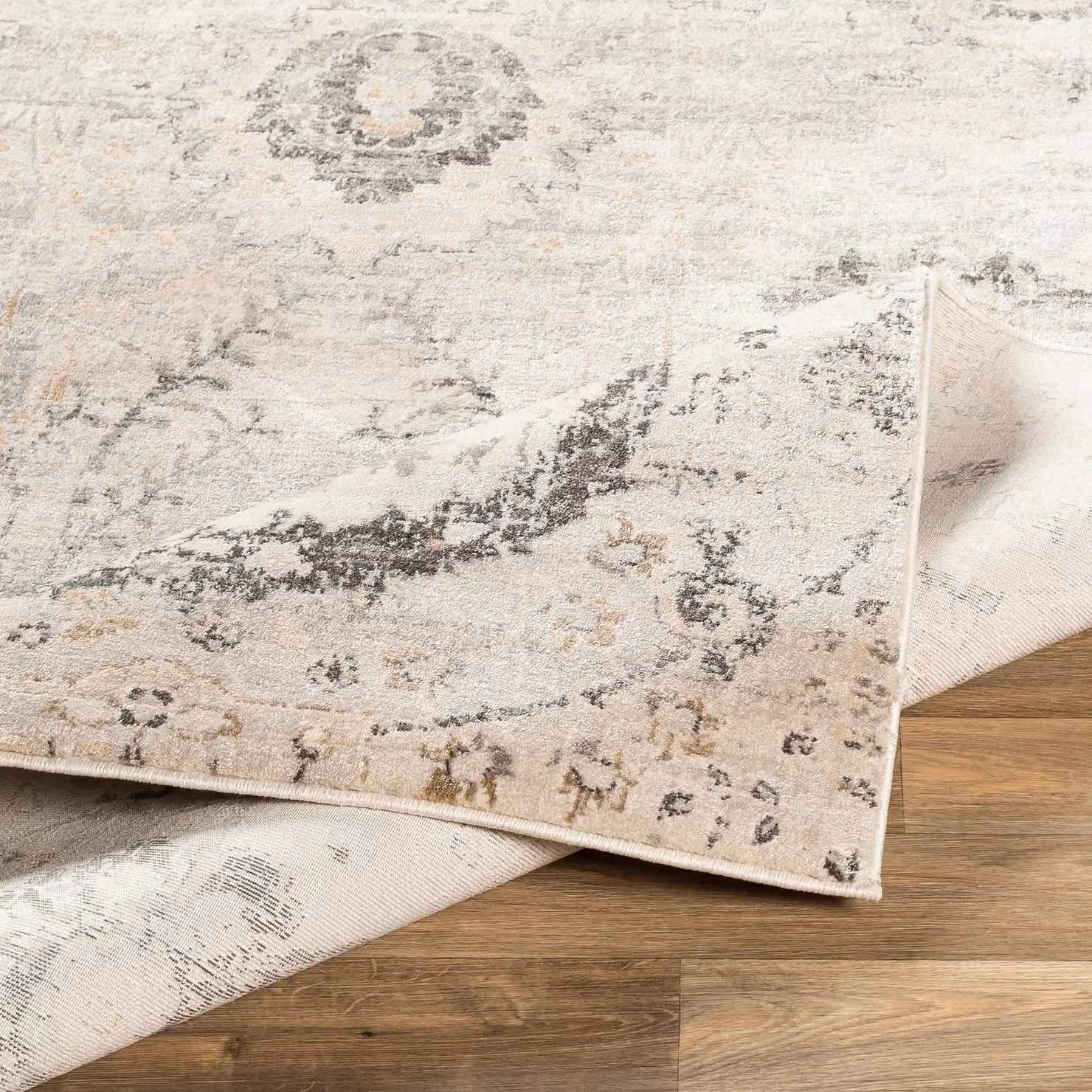 Livabliss Charcoal Traditional Floral Boho Living Room Rug, W: 130 cm x L: 190 cm – 2