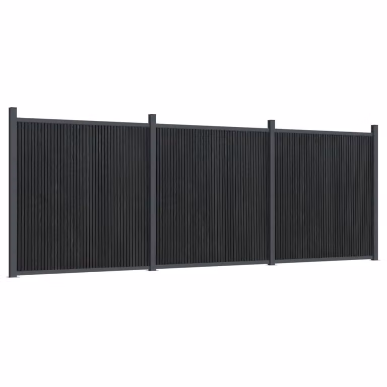 Berkfield Home Grey WPC and Aluminium Fence Panel, W: 526 cm, H: 186 cm