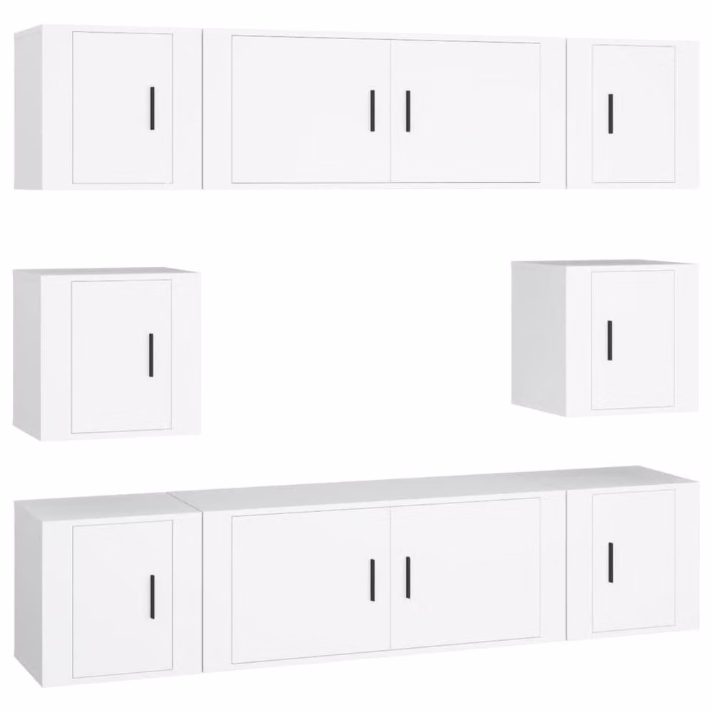 Berkfield Home Classic 8 Piece White Engineered Wood TV Cabinet Set for your Living Room – 2
