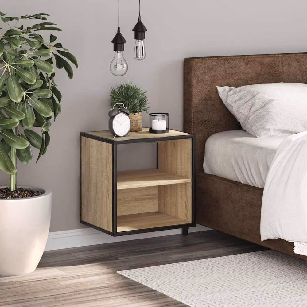 Berkfield Home Wall-mounted Bedside Cabinet in Sonoma Oak, Light Tan, W: 40 cm, D: 31 cm, H: 39.5 cm – 3