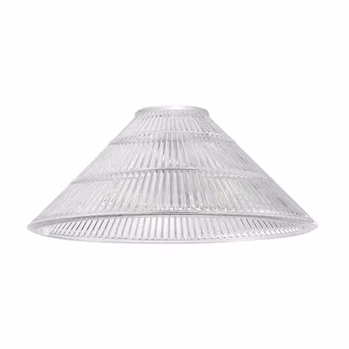 Happy Homewares Modern Transparent Ridged Glass Cone Pendant Shade, W: 19 cm, H: 25 cm – 1
