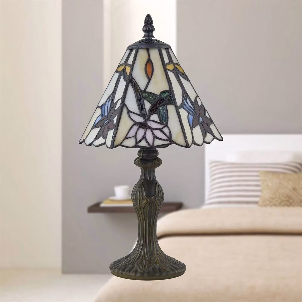 EONLION Multicolour Traditional Glass Table Lamp with Bronze Metal Base, Height: 36 cm – 2