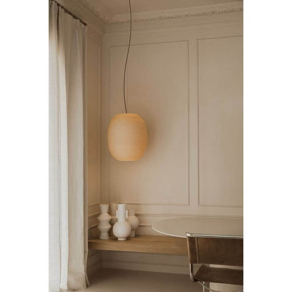 Netlighting Tierra Natural Dome Pendant Ceiling Light with Rattan and Metal Finish, Diameter: 47 cm – 2