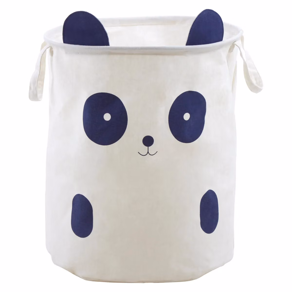 Orsina Panda Face Cotton Laundry Bag with Carry Handles in White and Blue, W/D/H: 38.0 x 48.0 x 38.0 cm – 2