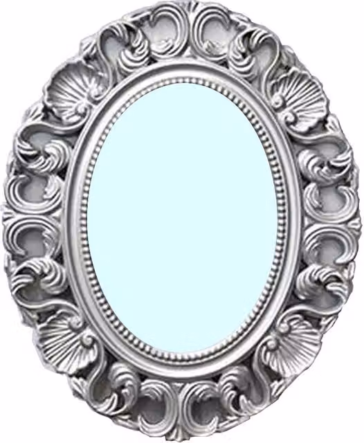 George Home Oval Baroque Vintage Wall Mirror, Silver, W: 62 cm, H: 50 cm