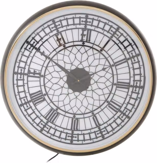 Orsina Classic Round Analog Wall Clock in Black, Gold and White