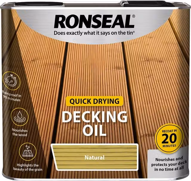 Ronseal Quick Drying Decking Oil, Natural, 2.5 l