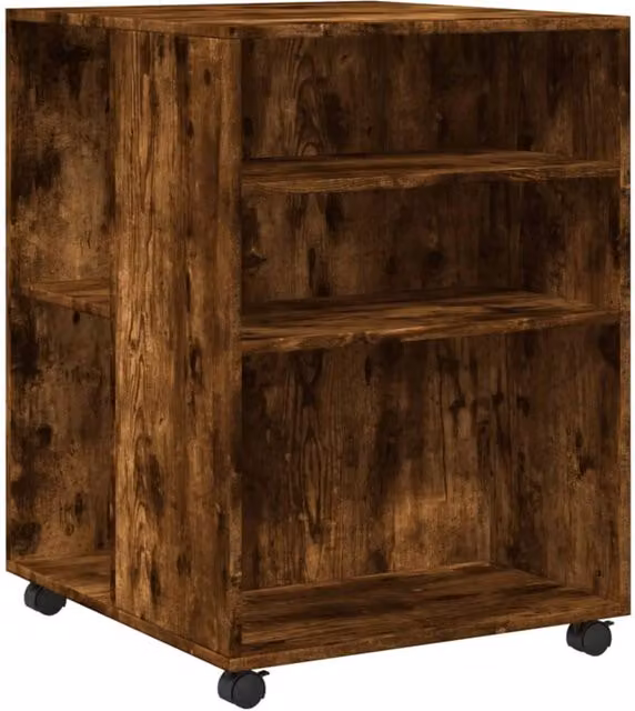 Berkfield Home Side Table with Wheels in Smoked Oak Brown, W/D/H: 55 x 60 x 78 cm