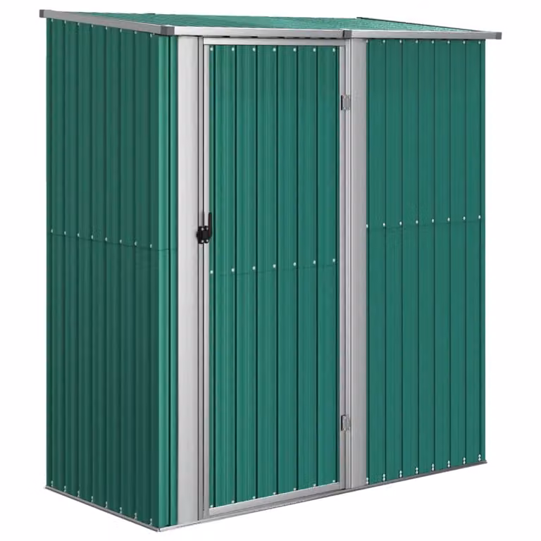 Berkfield Home Green Galvanised Steel Pent Garden Shed W/D/H: 180.5 x 97 x 209.5 cm