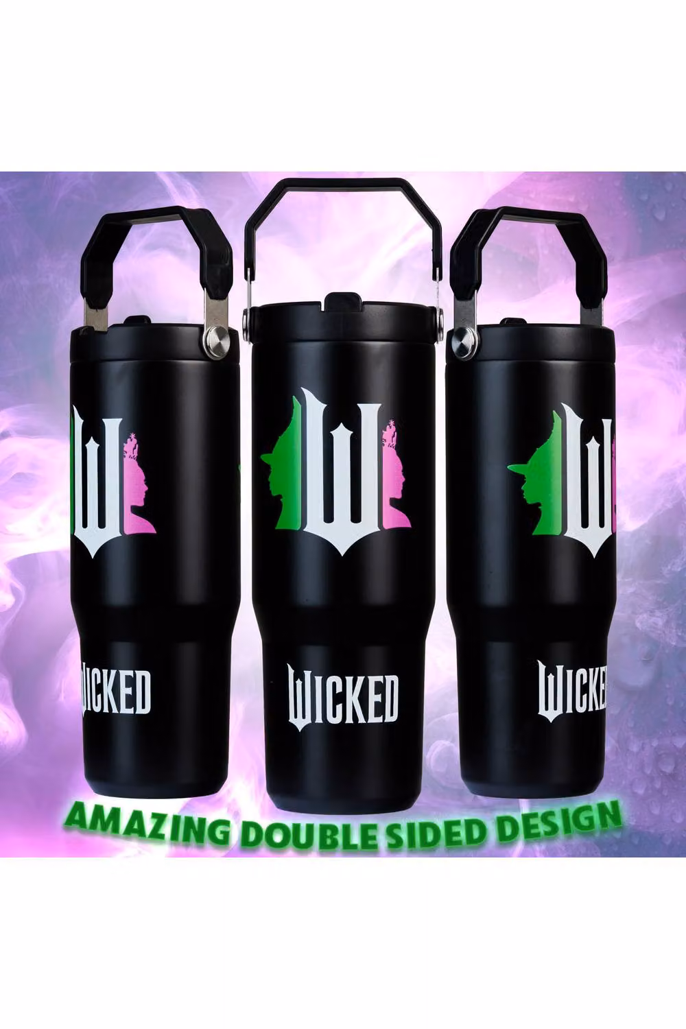 Get Trend Wicked Insulated Metal Travel Tumbler with Flip Up Straw and Handle, 850ml, Black – 11