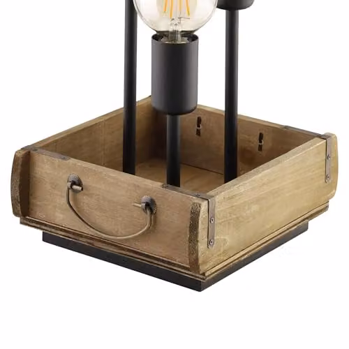 Eglo Wootton Table Lamp in Brown and Black with Wood and Metal Design – 3