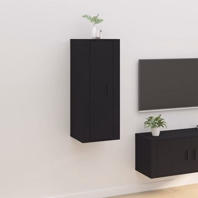 Berkfield Home Black Wall Mounted TV Cabinet, W/D/H: 100 x 34 x 40 cm – 1