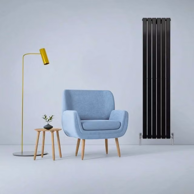 Monstershop Designer Flat Panel Steel Radiator in Matt Black, H: 180 cm x W: 42 cm – 1