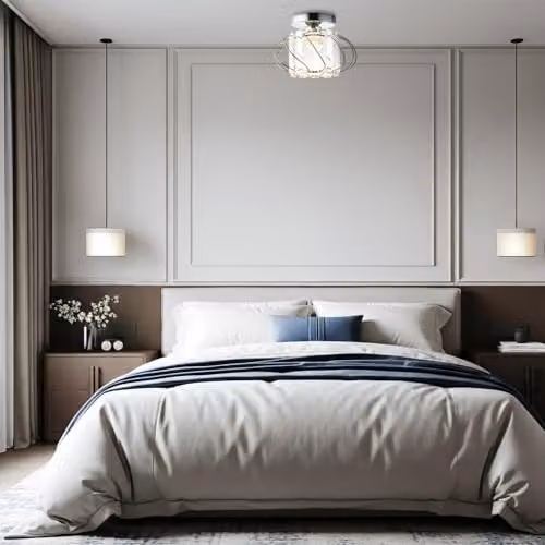 Happy Homewares Modern Polished Chrome Ceiling Light Fitting with Transparent Crystal Glass Rods, W/D/H: 18 x 22 x 22 cm – 2