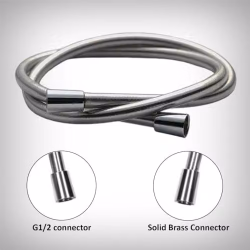 Nes Home Chrome PVC Shower Hose, Silver, 1.5m – 2