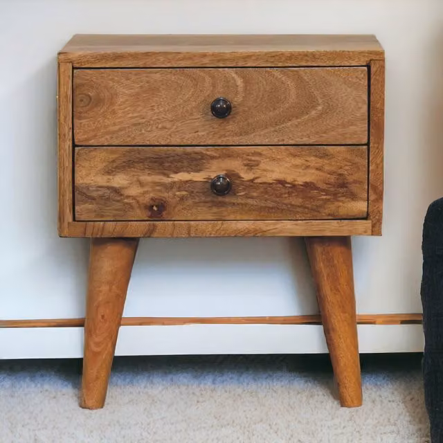 Artisan Furniture Modern Mango Wood Bedside Table in Brown