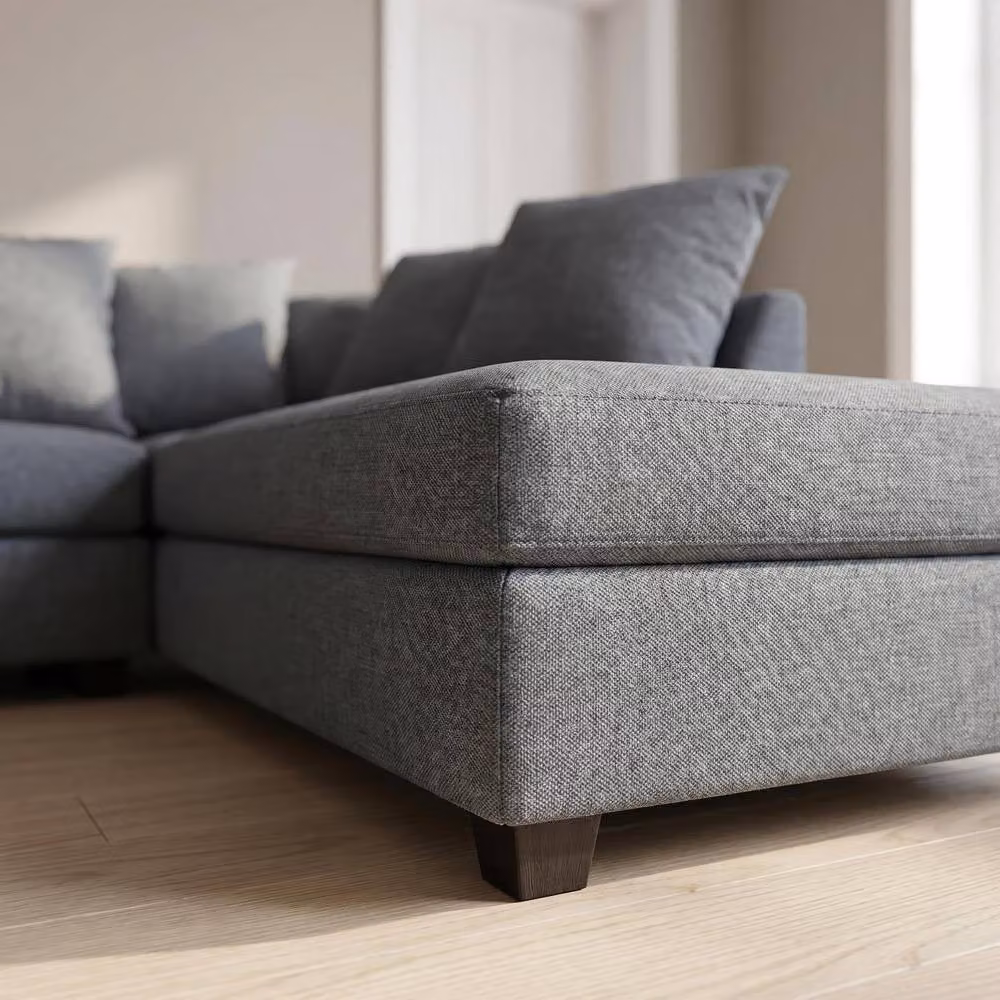 Abakus Direct Harriet Relaxed Linen Right Facing Corner Sofa with Chaise and Scatter Cushions in Charcoal Grey – 3