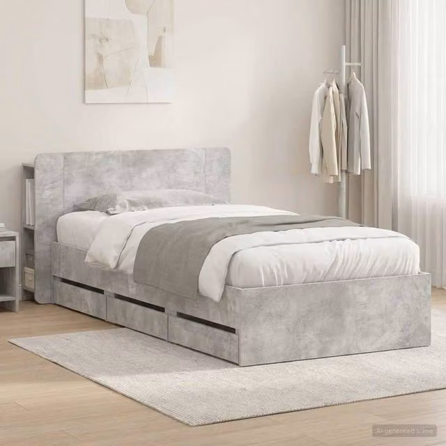 Berkfield Home Modern Bed Frame with Storage and Headboard in Grey