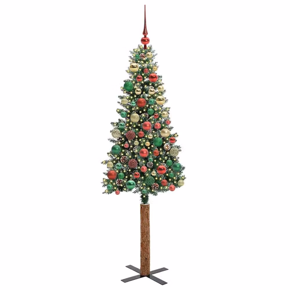Berkfield Home Slim Christmas Tree with 300 LEDs in Green and White, Height: 180 cm – 3