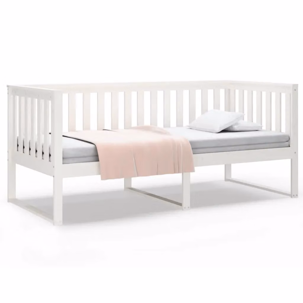Berkfield Home Minimalist Day Bed in White Solid Pine Wood, W/D/H: 90 x 200 cm – 2