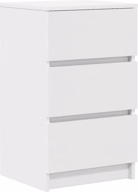 Berkfield Home White Bedside Cabinet with 3 Drawers W/D/H: 39 x 35 x 65 cm