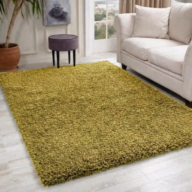 Desire Rugs Plain Green Fluffy Shaggy Area Rug, W: 60 cm x L: 110 cm