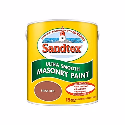 Sandtex Microseal Smooth Masonry Paint, Red, 2.5L