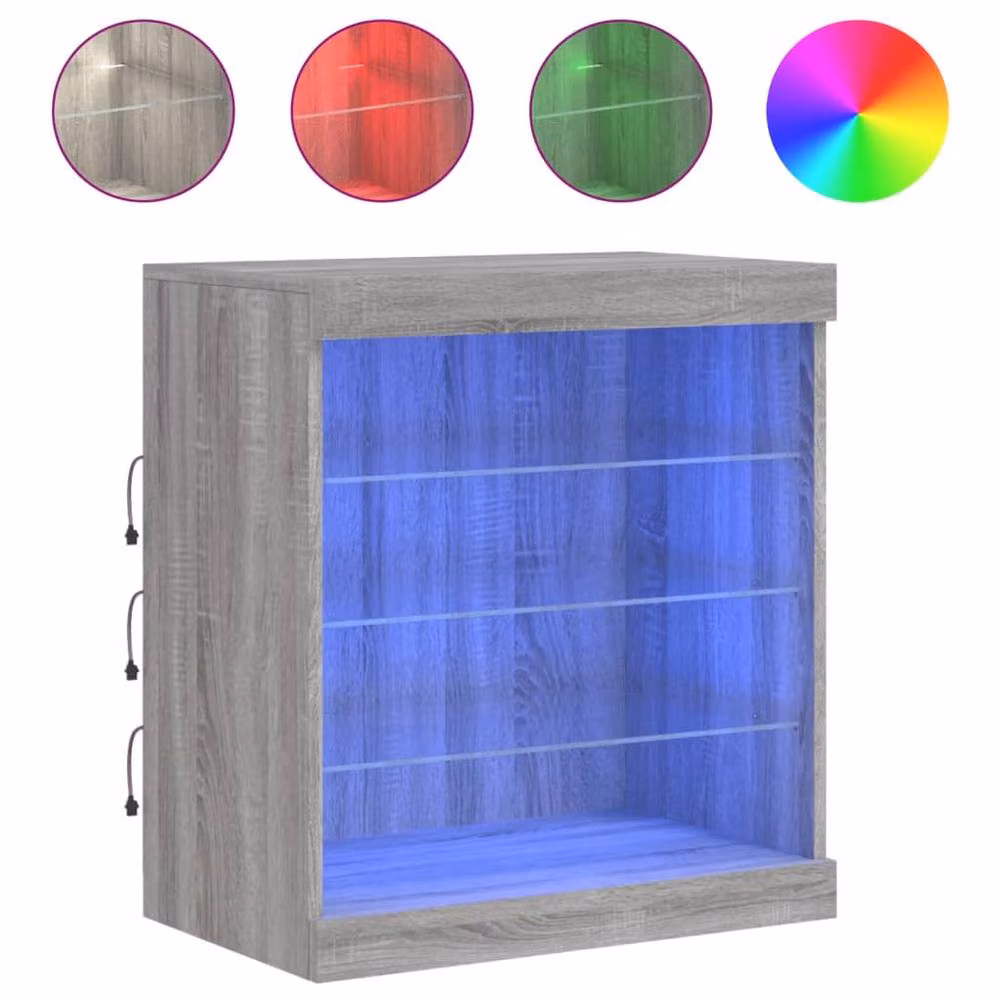 Berkfield Home Modern Sideboard with Integrated LED Lights in Grey Sonoma, W: 60.5 cm, D: 37 cm, H: 67 cm – 3