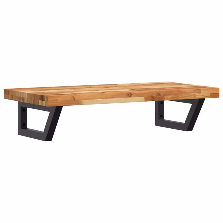 Berkfield Home Wall Mounted Basin Shelf in Brown Acacia Wood and Steel