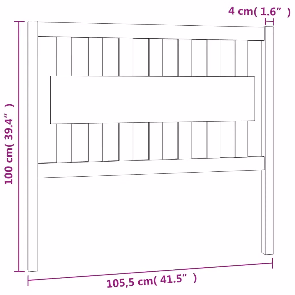 Berkfield Home Rustic Solid Wood Pine Bed Headboard, Brown, W: 105.5 cm, D: 4 cm, H: 100 cm – 2