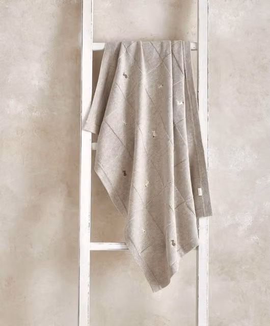 Mamas & Papas Grey Knitted Cotton Patchwork Baby Blanket