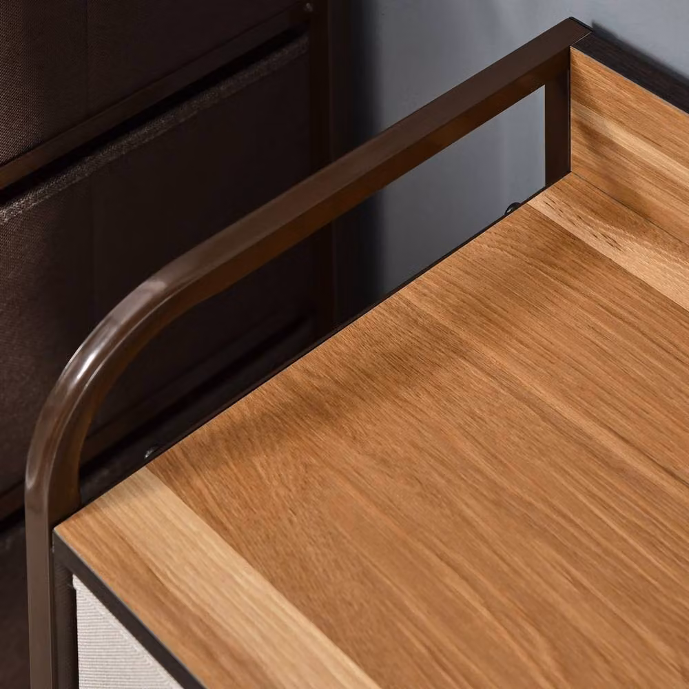 Wyld Haus Zini Brown 5 Drawer Dresser with Steel Frame and Wood Effect Top – 6