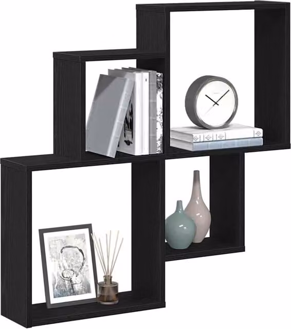 Berkfield Home Modern Black Oak Wall Mounted Cabinet, W: 80 cm, D: 15 cm, H: 78.5 cm