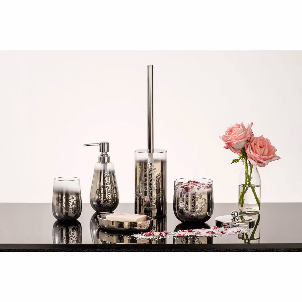 Orsina Elissa Freestanding Metal Toilet Brush with Brush in Silver – 2