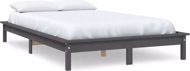 Berkfield Home Modern Grey Solid Pine Wood Bed Frame 200 x 200 cm – 1