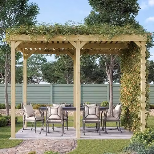 Buttercup Farm Shade Pergola in Wood, Light Green, W: 240 cm, D: 240 cm, H: 270 cm – 2