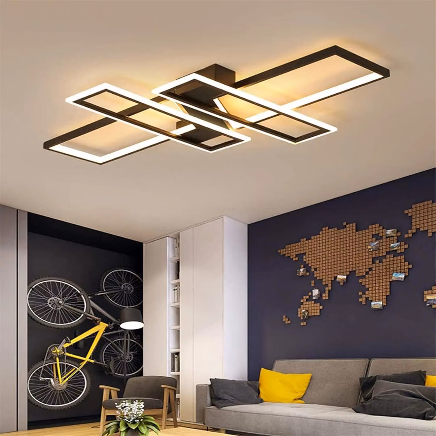 COMELY Modern Dimmable LED Ceiling Light, Black, W: 120 cm – 3