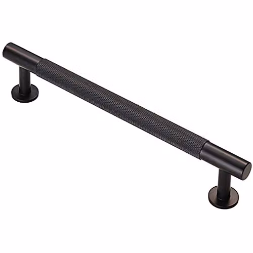 Loops Knurled Bar Door Pull Handle, Matt Black, W: 190 mm, D: 13 mm, Fixing Centres: 160 mm