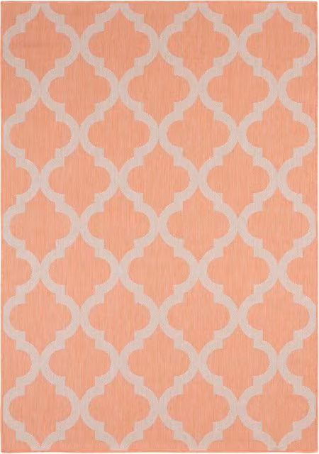 The Rugs Ecology Collection Moroccan Striped Outdoor Rug, Orange, Width: 80 cm