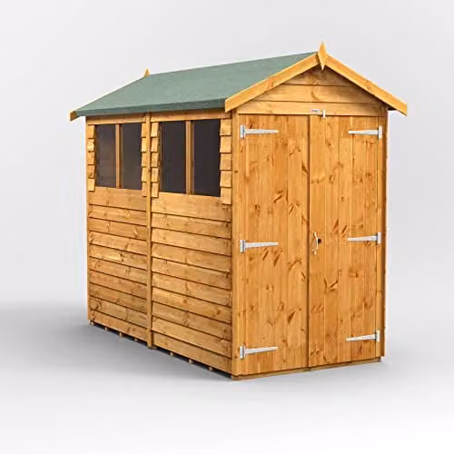 Powersheds Premium Apex Overlap Wooden Shed in Brown with Toughened Glass and Security Features – 1