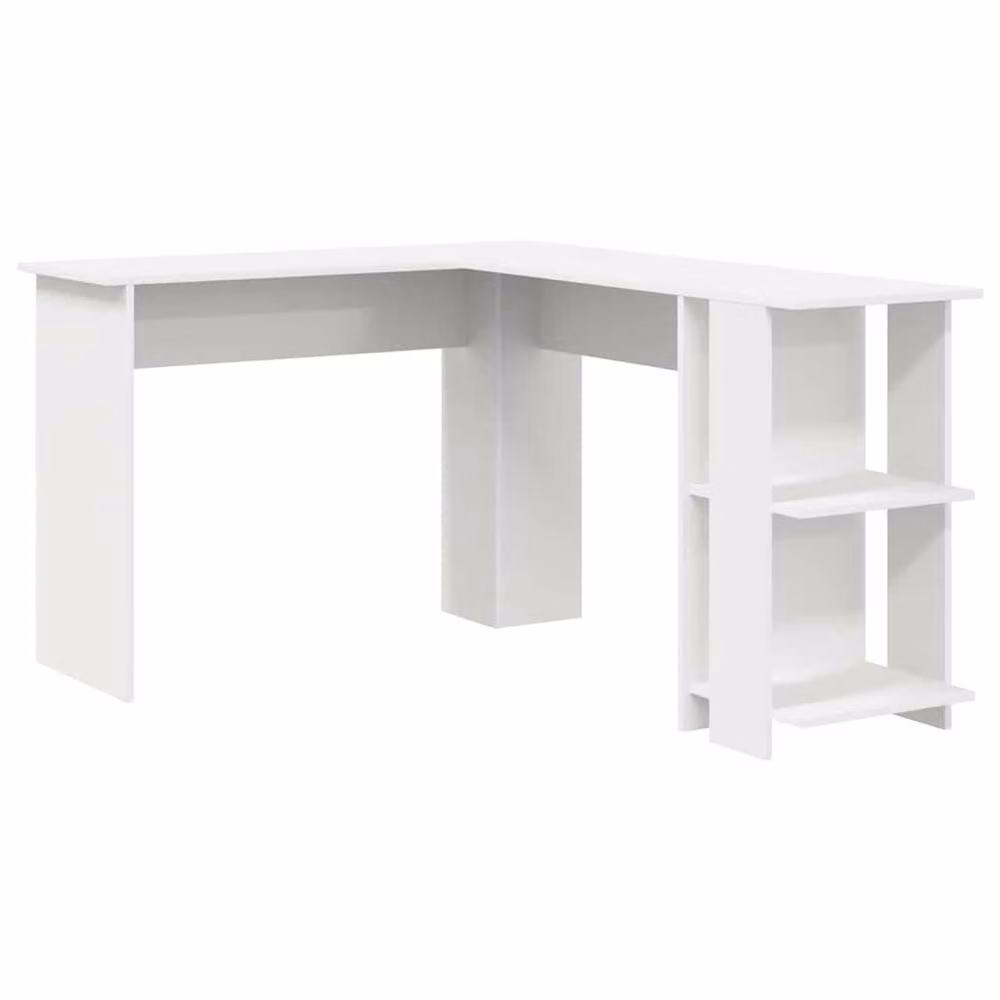 Berkfield Home White Corner Desk with Storage for Home Office, W/D/H: 140 x 113.5 x 75 cm – 2