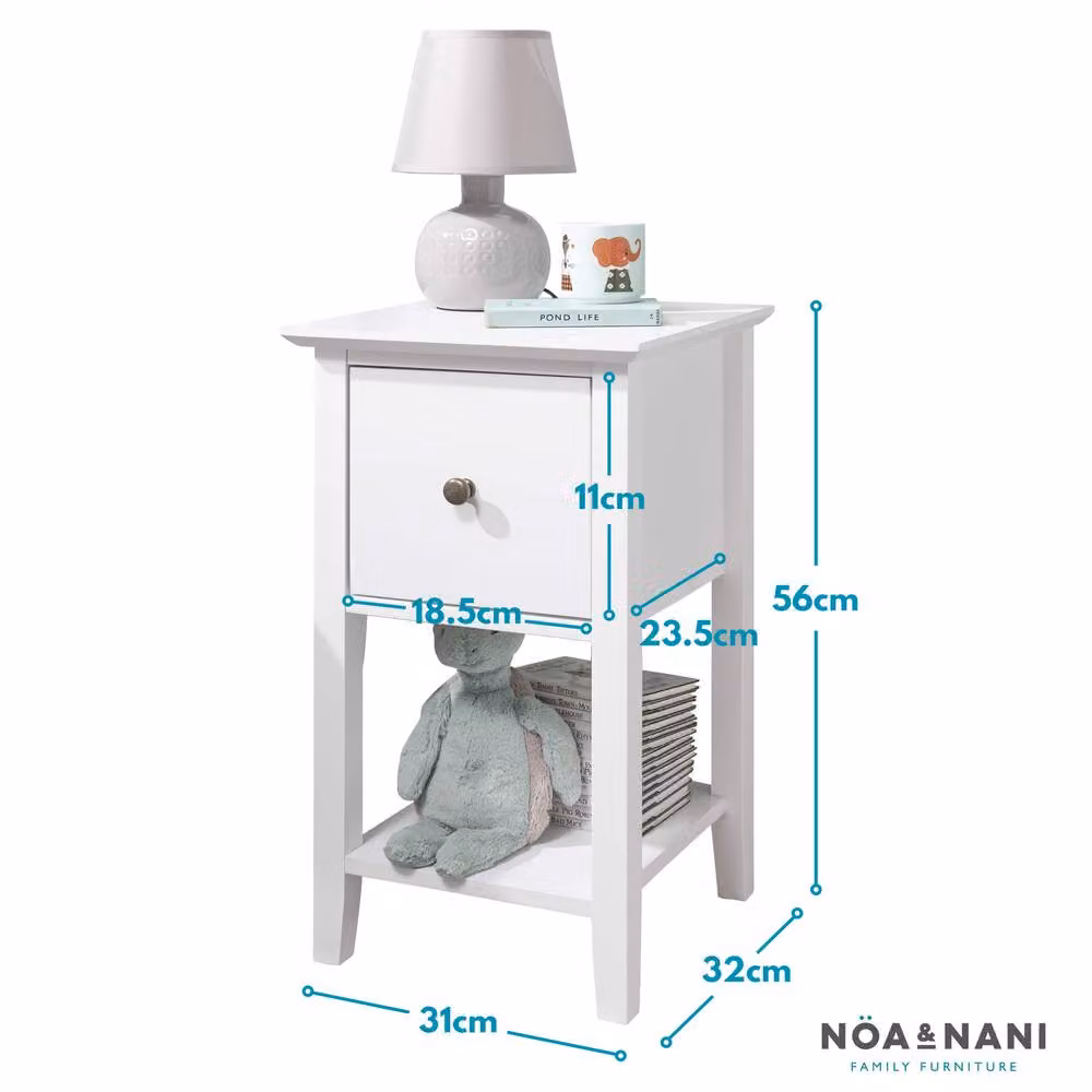 Nöa and Nani Asora Twin Pack Bedside Tables with Drawer in White – 2