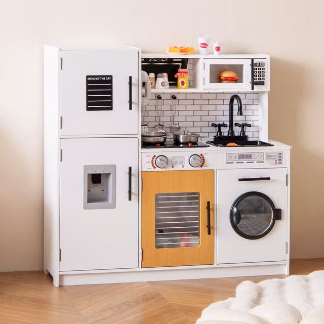 Costway Kids Play Kitchen Toy Set in White