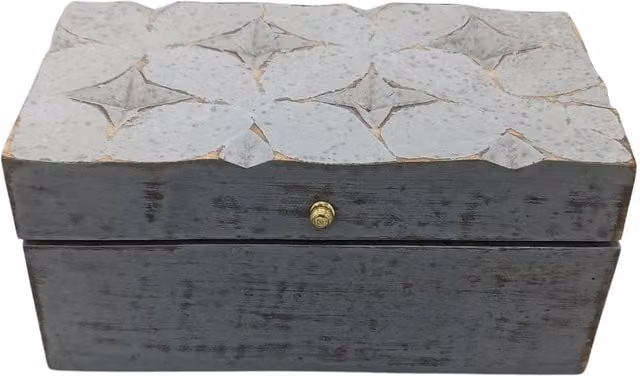 KDMD Vintage Deco Multi Purpose Wood Box in Grey Star, W/D/H: 22 x 12 x 10 cm – 1