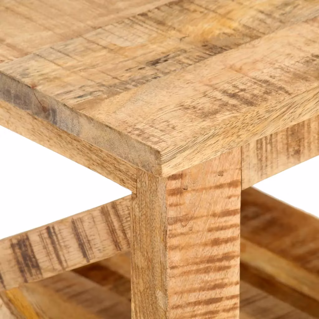 Berkfield Home Brown Rough Mango Wood Side Table with Castors, W/D/H: 40 x 40 x 42 cm – 2